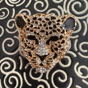 Gold and Black Leopard Brooch